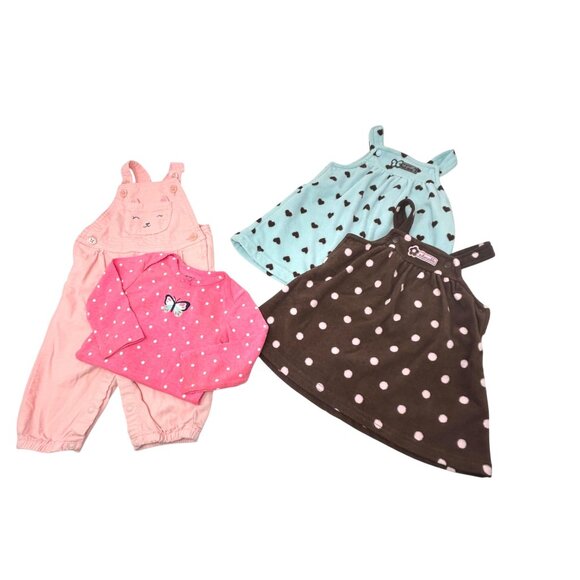 Baby Girls Bibbed Overalls, Body Suit, 2 Jumpers - Size 6 Month - Picture 1 of 12